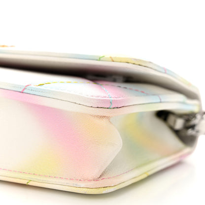 Chanel Printed Goatskin Quilted Chanel 19 Wallet On Chain WOC White Multicolor 11 of 15