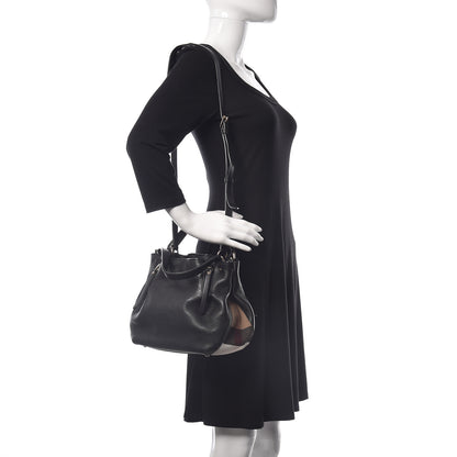 Burberry Grainy Calfskin House Check Small Maidstone Black 2 of 13
