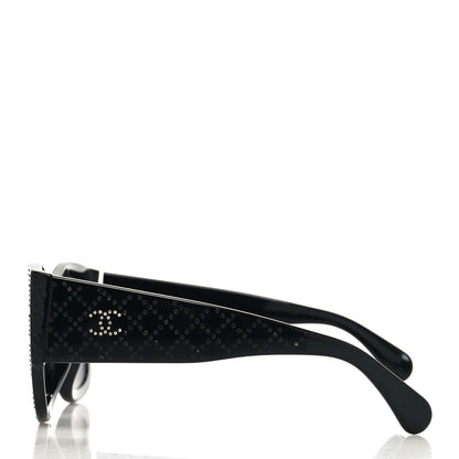 Chanel Acetate Strass Rectangle Sunglasses 5421B Black 3 of 8