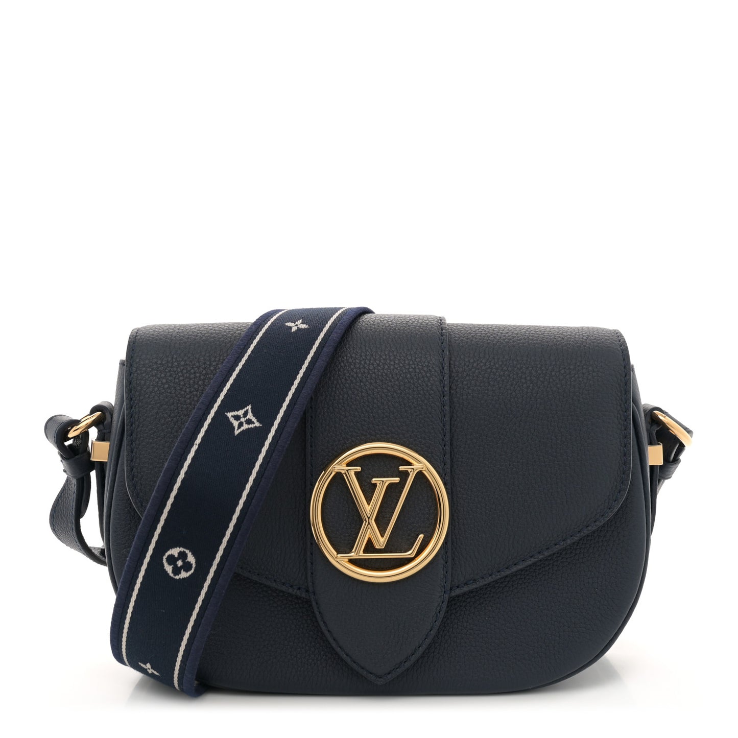 Grained Calfskin LV Pont 9 Soft MM Bleu Marine