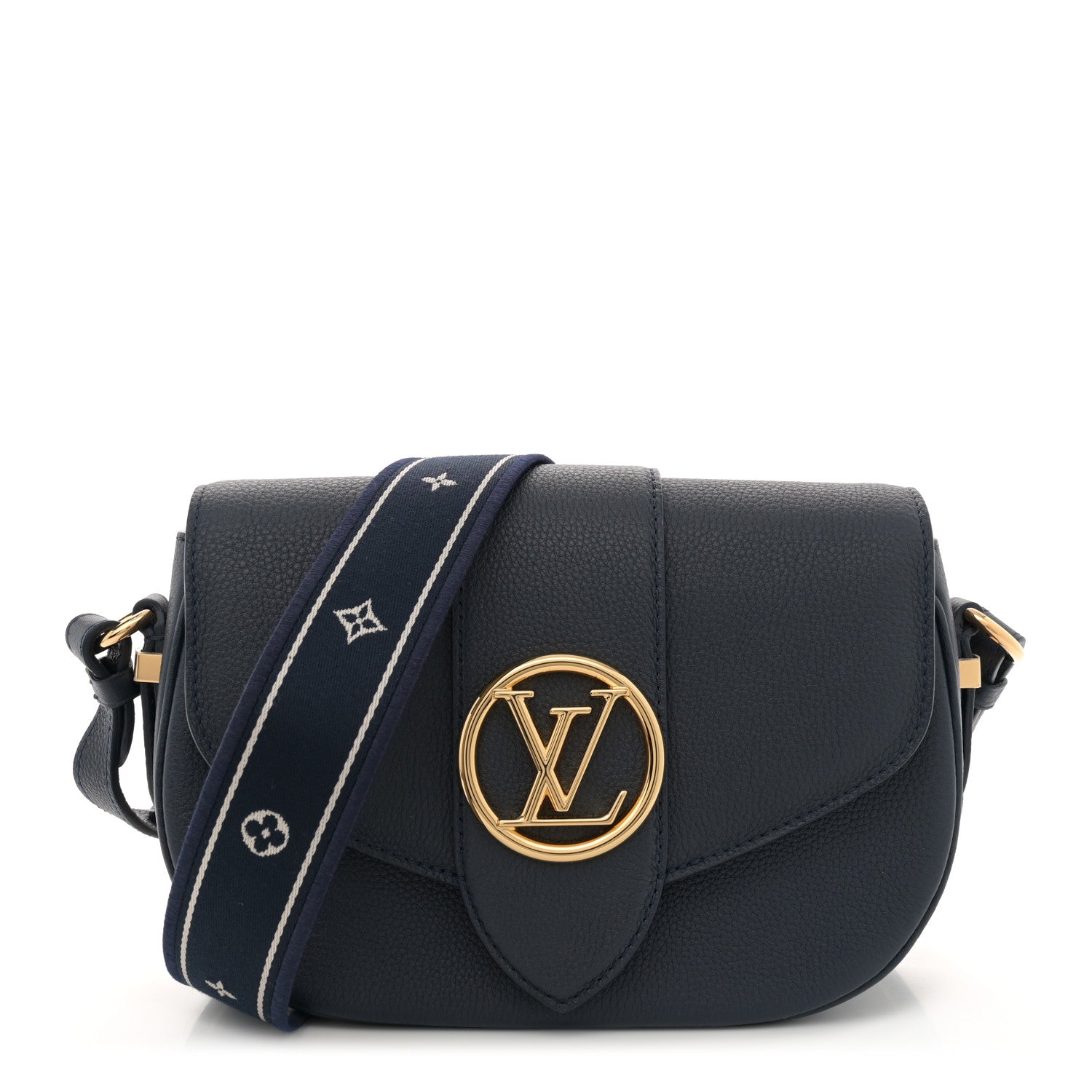 Louis Vuitton Grained Calfskin LV Pont 9 Soft MM Bleu Marine 1 of 10