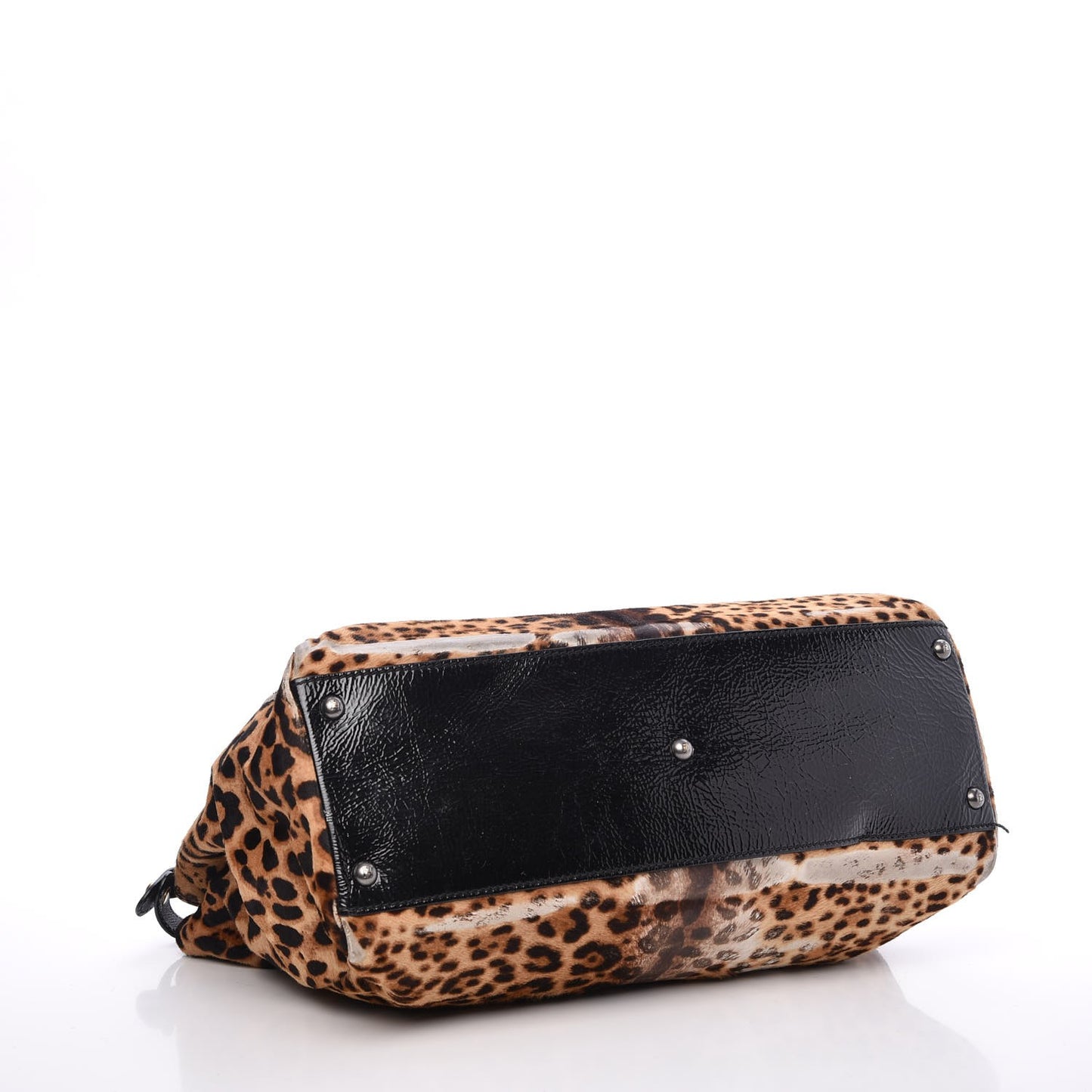Calf Hair Leopard Print Zucca Large Peekaboo Iconic Satchel Tobacco