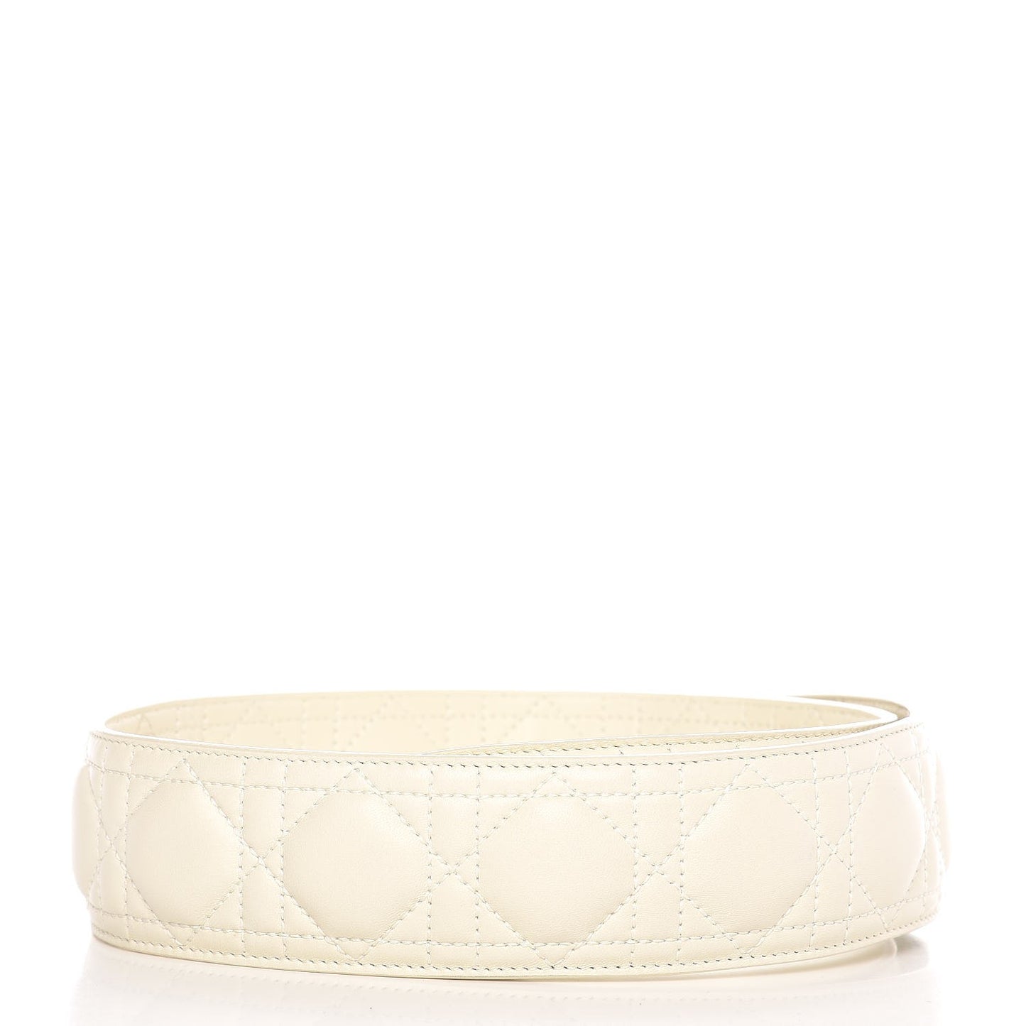 Lambskin Cannage Shoulder Strap White