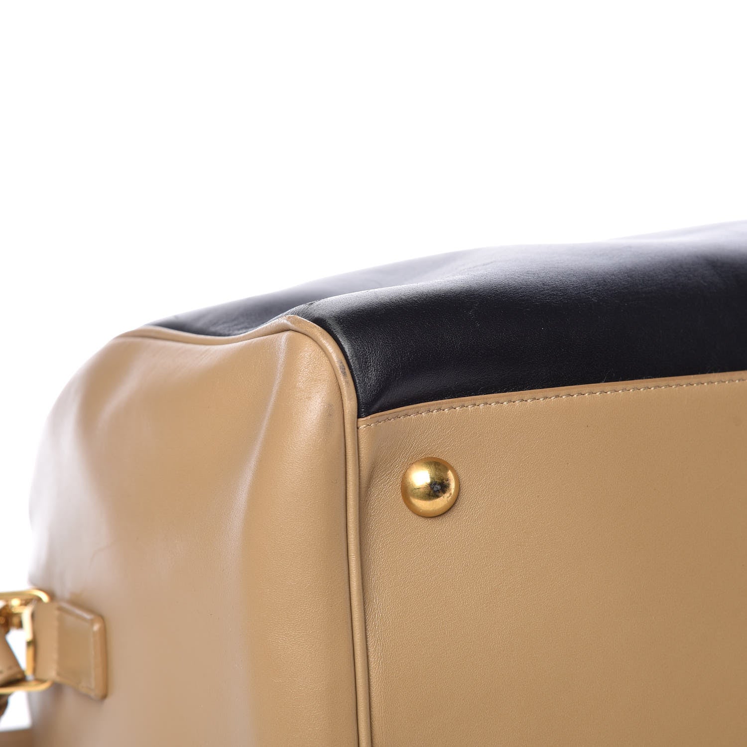 Saint Laurent Smooth Calfskin Bi-Color Duffle 6 Beige Black 10 of 15