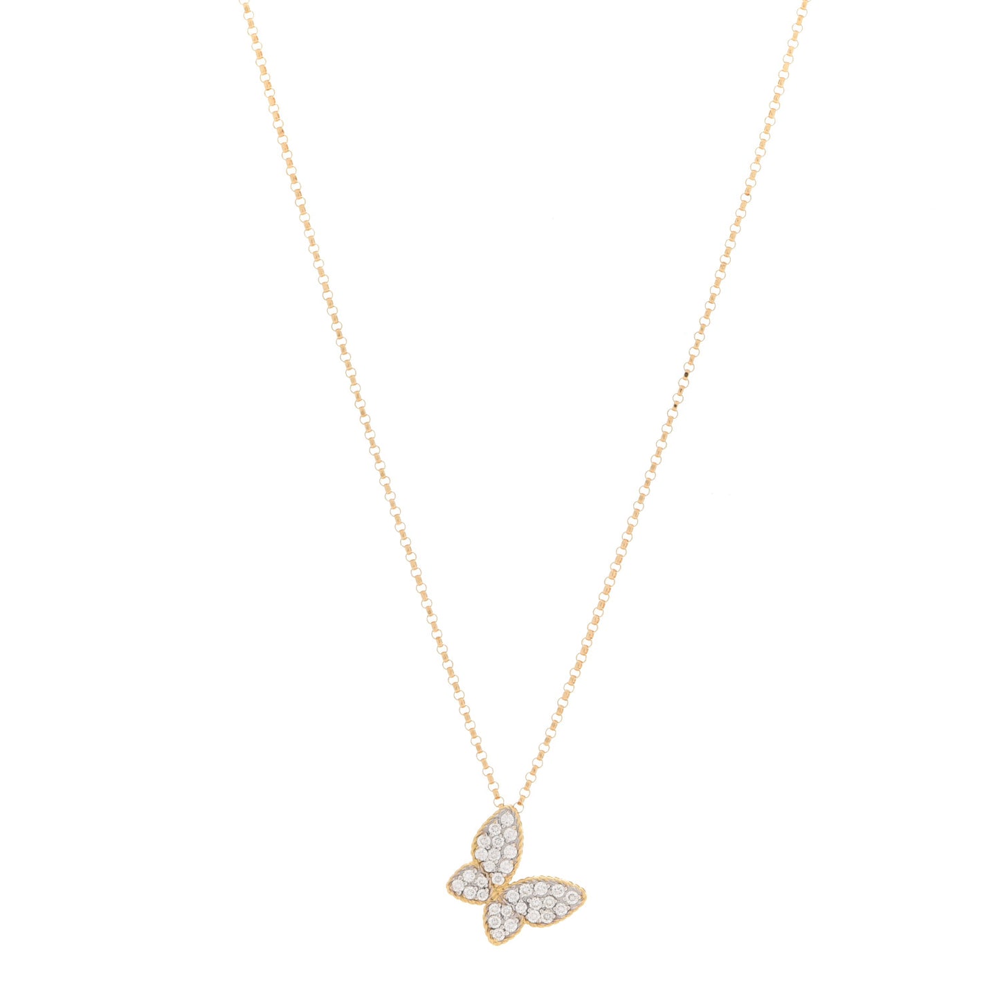18K Yellow Gold Diamond Tiny Treasures Butterfly Pendant Necklace