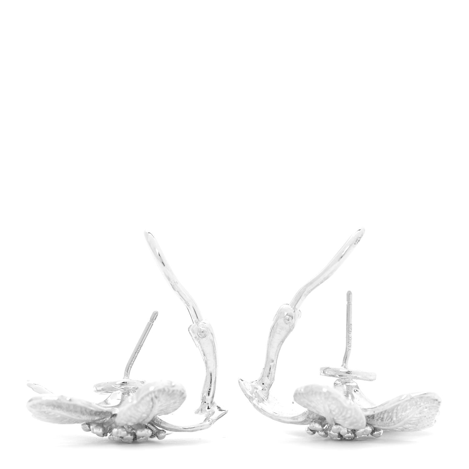 Tiffany Sterling Silver Dogwood Blossom Flower Earrings 3 of 5