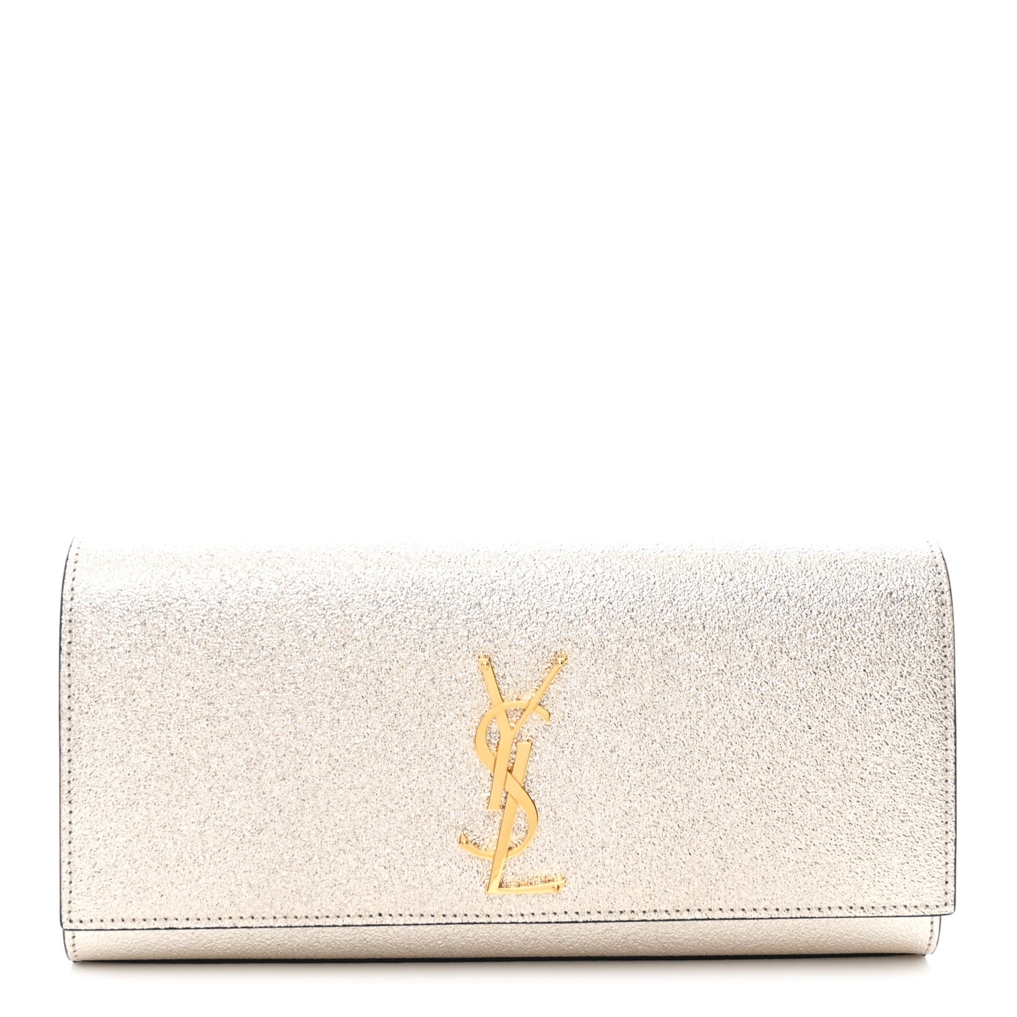 Metallic Textured Calfskin Classic Monogram Cassandre Clutch Pale Gold