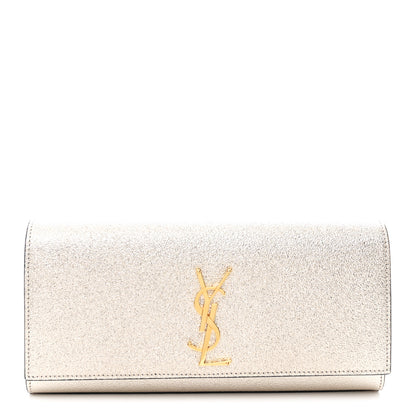 Saint Laurent Metallic Textured Calfskin Classic Monogram Cassandre Clutch Pale Gold 1 of 8