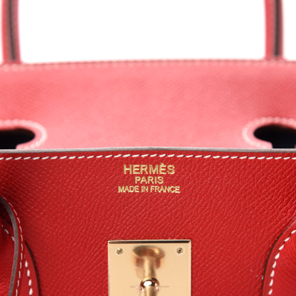 Hermes Epsom Candy Birkin 35 Rouge Casaque Bleu Thalassa 10 of 12