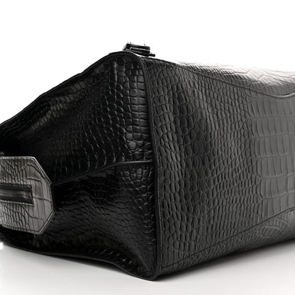 Balenciaga Semi Matte Calfskin Crocodile Embossed Neo Classic Black Hardware Large City Black 9 of 11