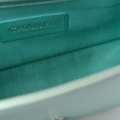 Chanel Iridescent Lambskin Chevron Quilted Small Boy Flap Turquoise 12 of 16
