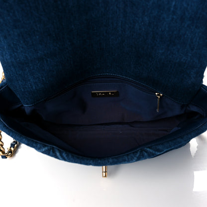 Chanel Denim Quilted Large Chanel 19 Flap Blue 5 of 11