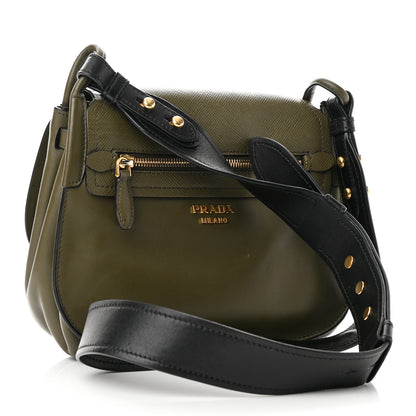 Prada Saffiano Cuir Calf Corsaire Bag Militare Black 3 of 14