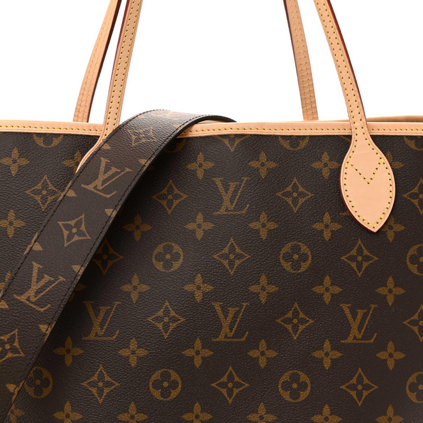 Monogram Stamped Inside Out Neverfull Bandouliere GM Beige