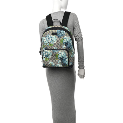 Gucci GG Supreme Monogram Blooms Medium Day Backpack Beige Blue Navy 2 of 12