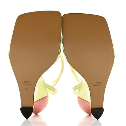 Gucci Regent Calfskin Crystal Snake Head Sandals 37 Green 5 of 10