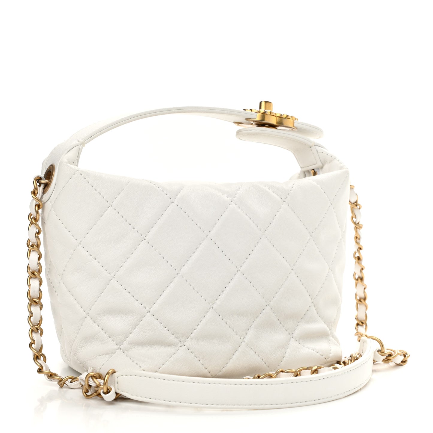 Lambskin Quilted Small Perfect Meeting Hobo White