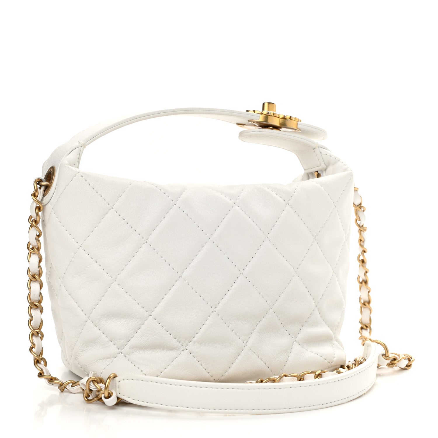 Chanel Lambskin Quilted Small Perfect Meeting Hobo White 3 of 10