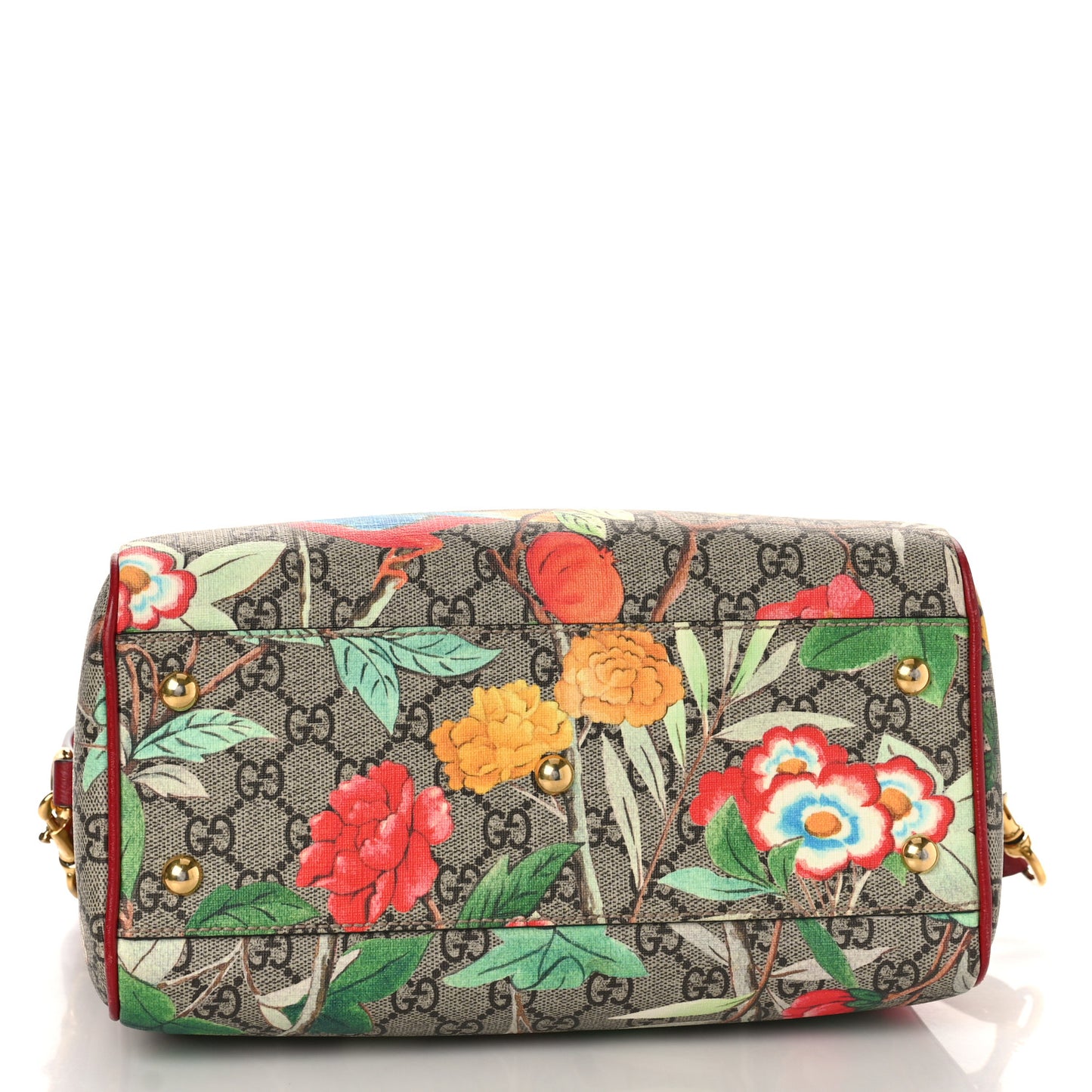 GG Supreme Monogram Tian Small Boston Beige Multicolor Red