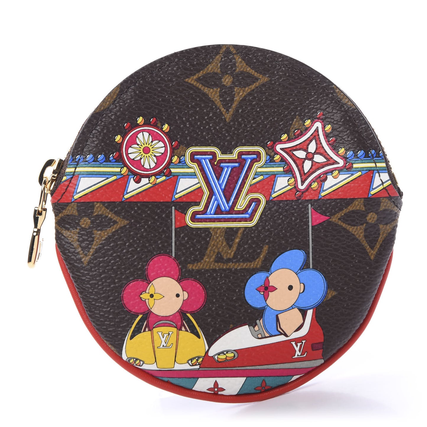 Monogram 2020 Christmas Animation Bumper Cars Round Coin Purse Coquelicot