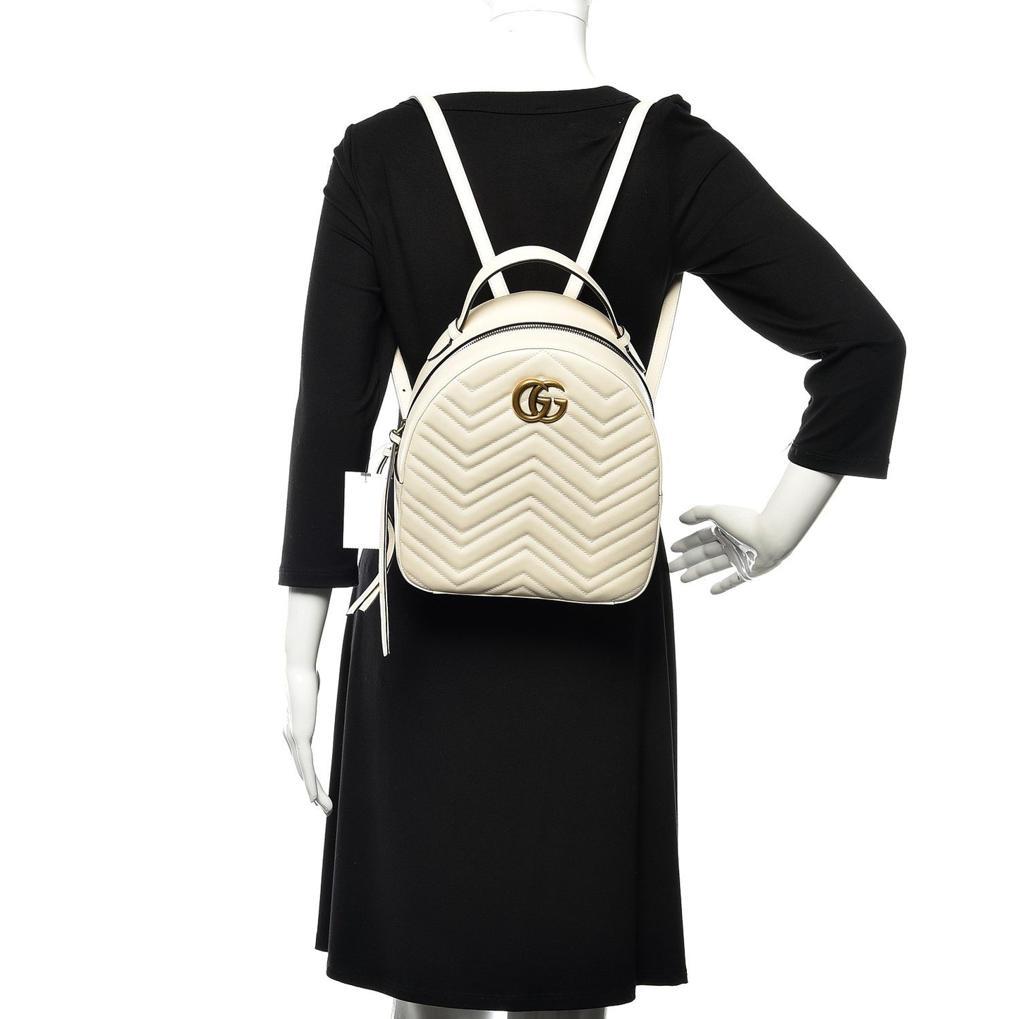 Calfskin Matelasse GG Marmont Dome Backpack White