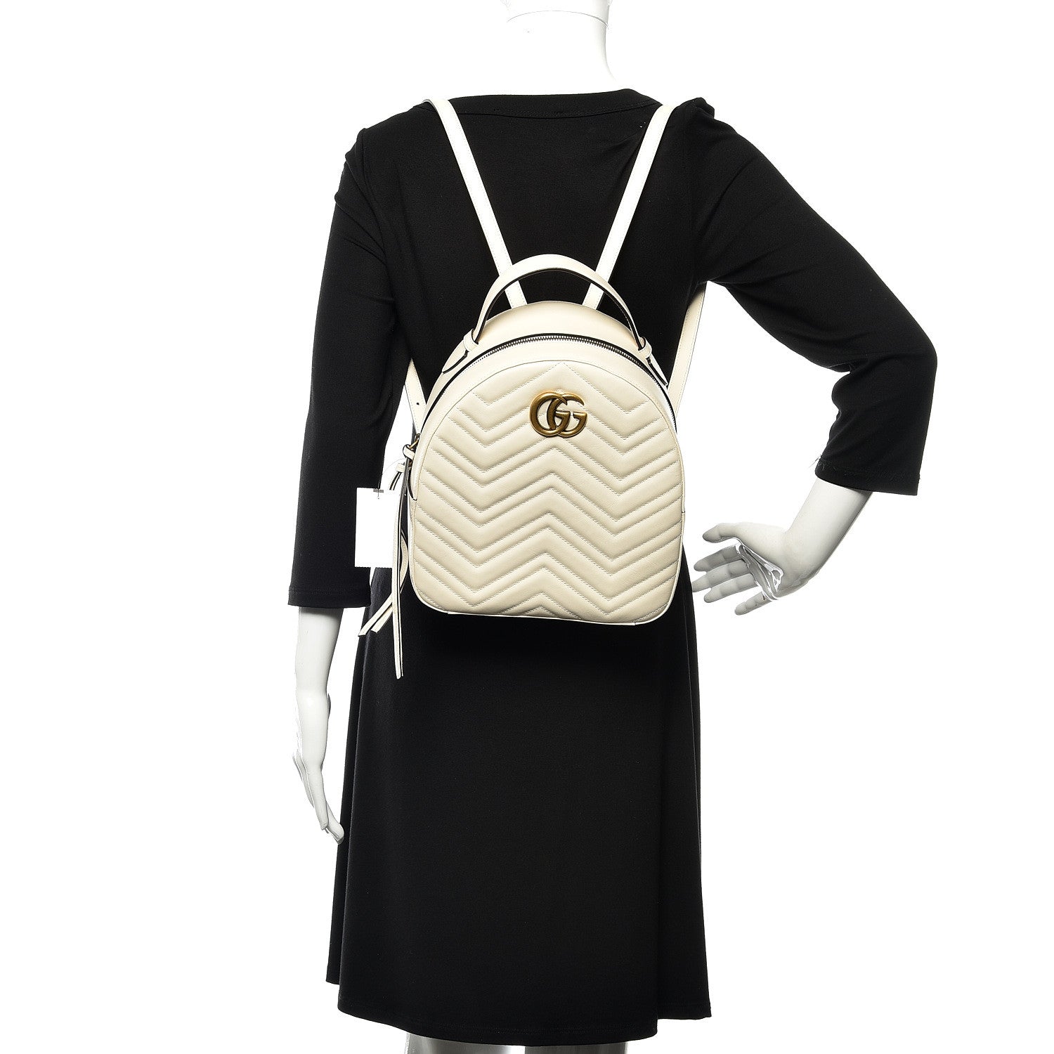 Gucci Calfskin Matelasse GG Marmont Dome Backpack White 2 of 10