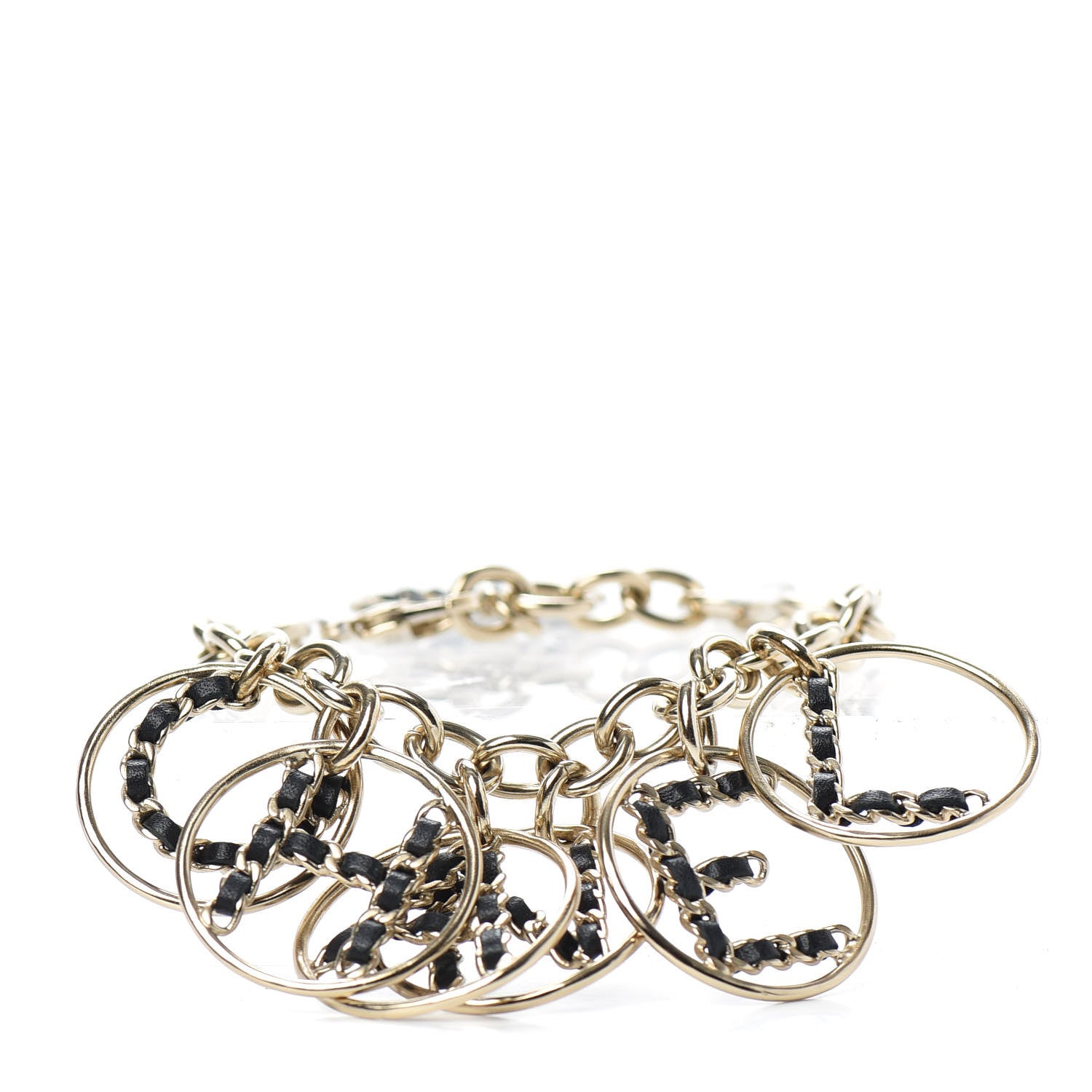 Chanel Lambskin Chain CC Logo Bracelet Black Gold 1 of 4