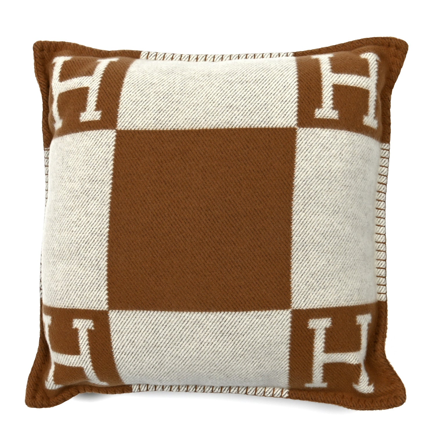 Hermes Wool Cashmere Avalon Pillow PM Ecru Camel 1 of 3