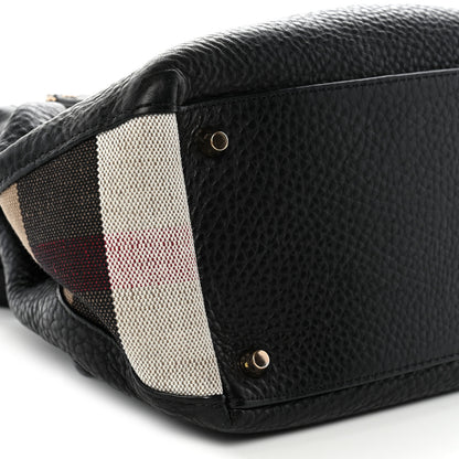 Burberry Grainy Calfskin House Check Small Maidstone Black 8 of 9