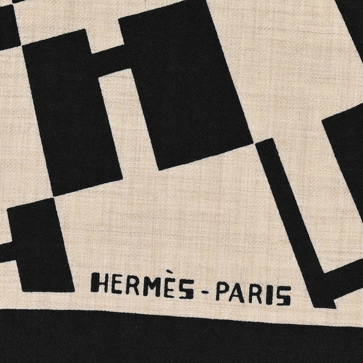 Hermes Cashmere Silk Op'H Shawl 140 Black Naturel 2 of 3