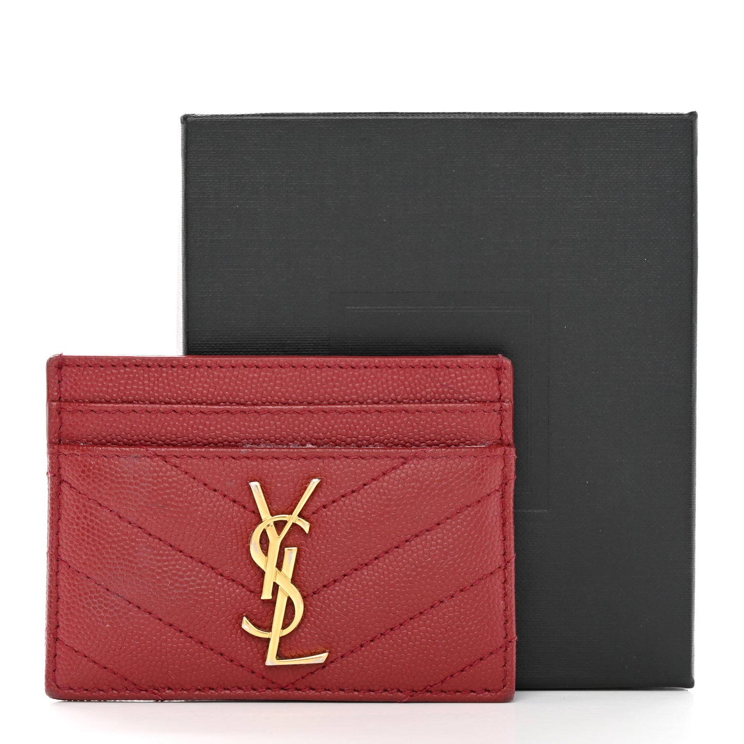 Grain De Poudre Matelasse Chevron Monogram Credit Card Case Opyum Red