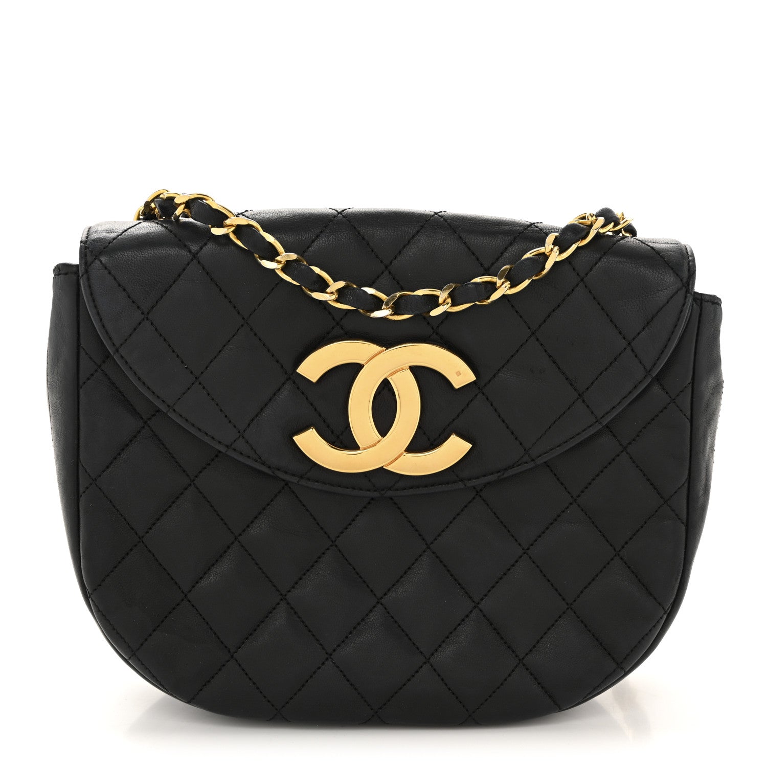 Chanel Lambskin Quilted Half Moon Flap Black 1 of 14
