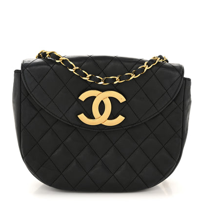 Chanel Lambskin Quilted Half Moon Flap Black 1 of 14