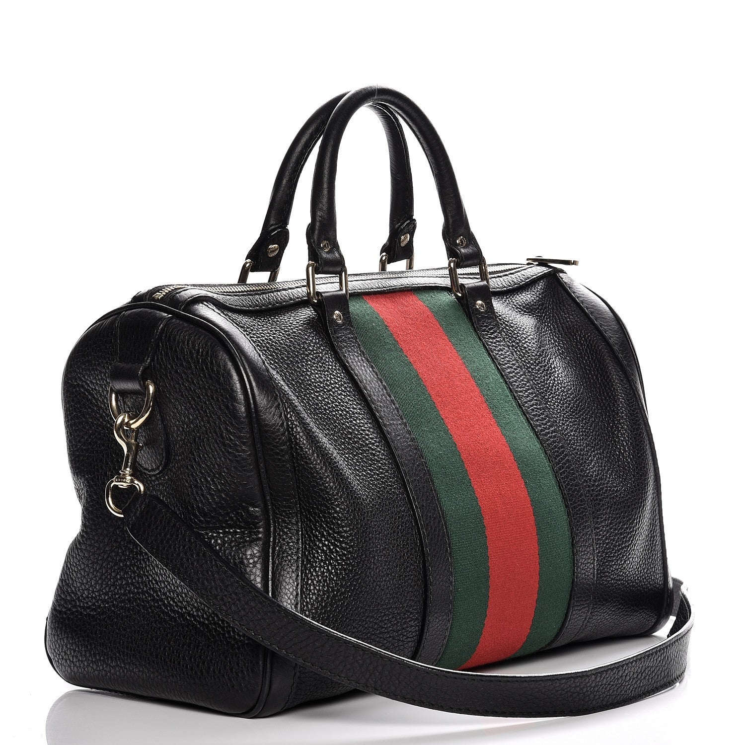 Gucci Calfskin Vintage Web Medium Boston Black 4 of 11