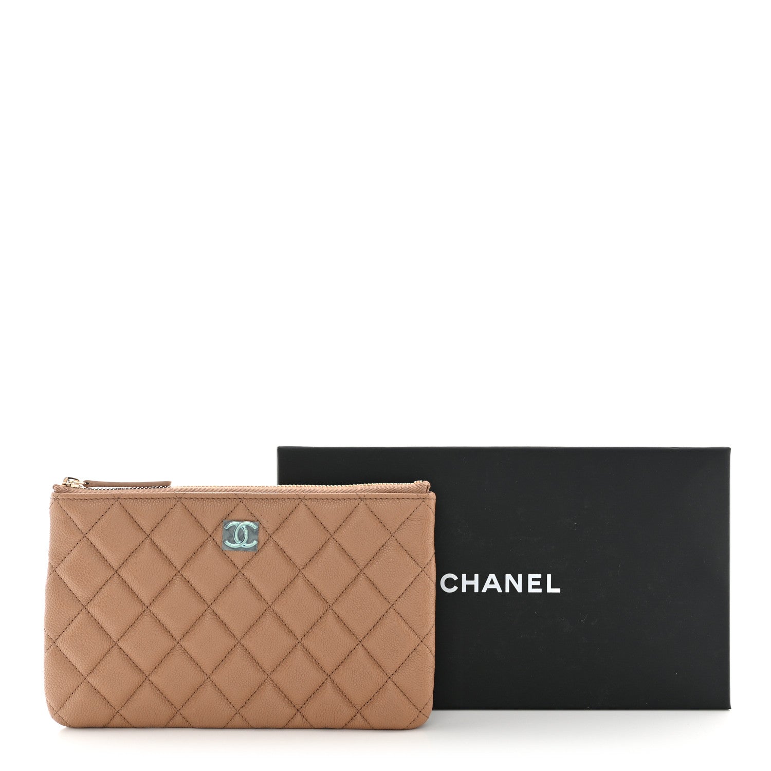 Chanel Caviar Quilted Cosmetic Case Dark Beige 9 of 9