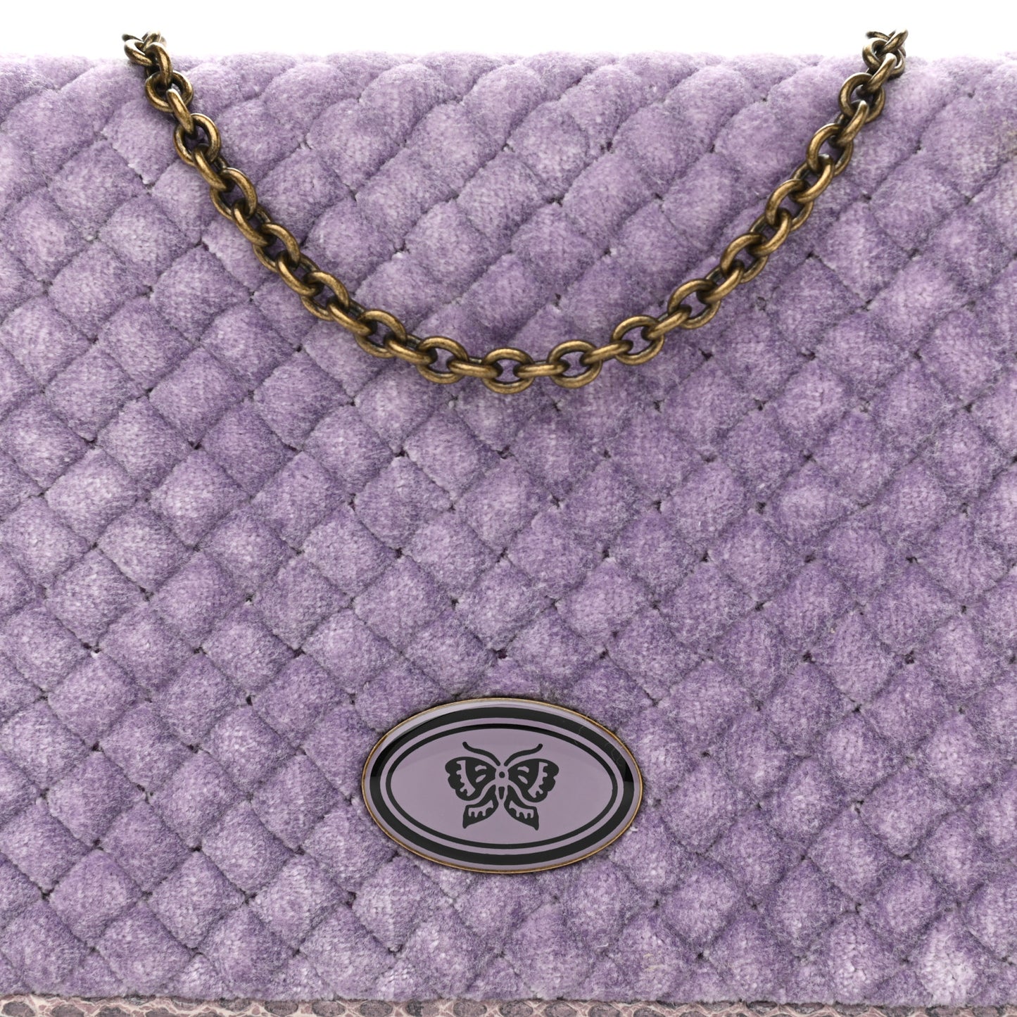 Velvet Ayers Intrecciato Butterfly Chain Wallet Lilac