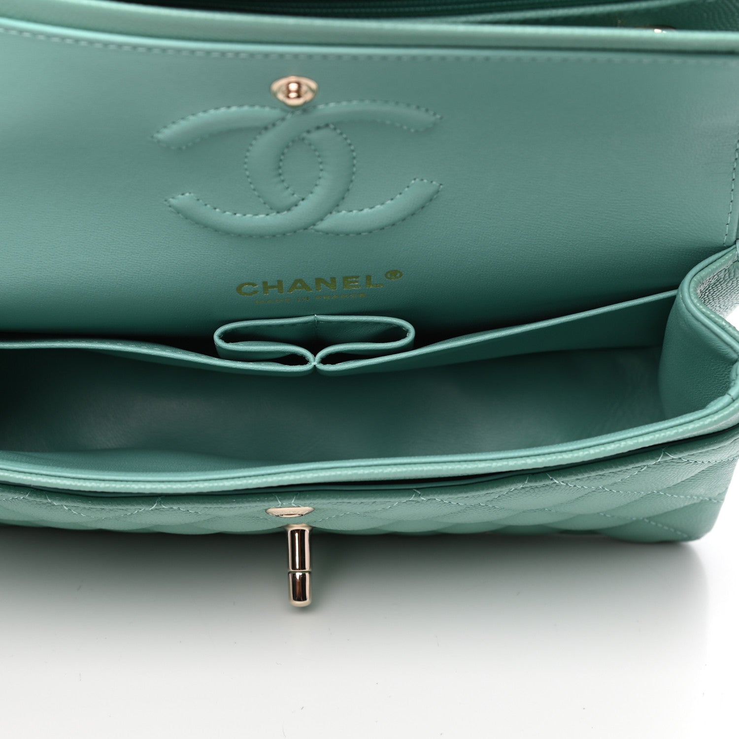 Chanel Caviar Quilted Small Double Flap Light Green 5 of 11