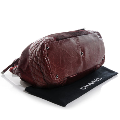 Chanel Pony Hair Quilted Drawstring Tote Dark Red 4 of 7