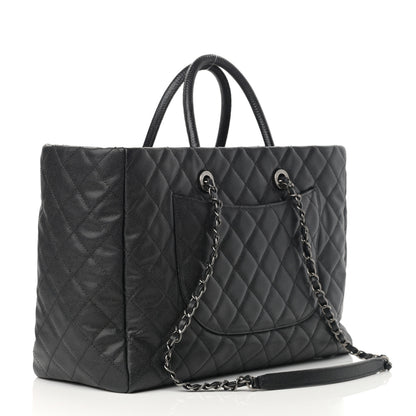 Chanel Caviar Lizard Quilted Large Coco Handle Shopping Tote Black 4 of 14