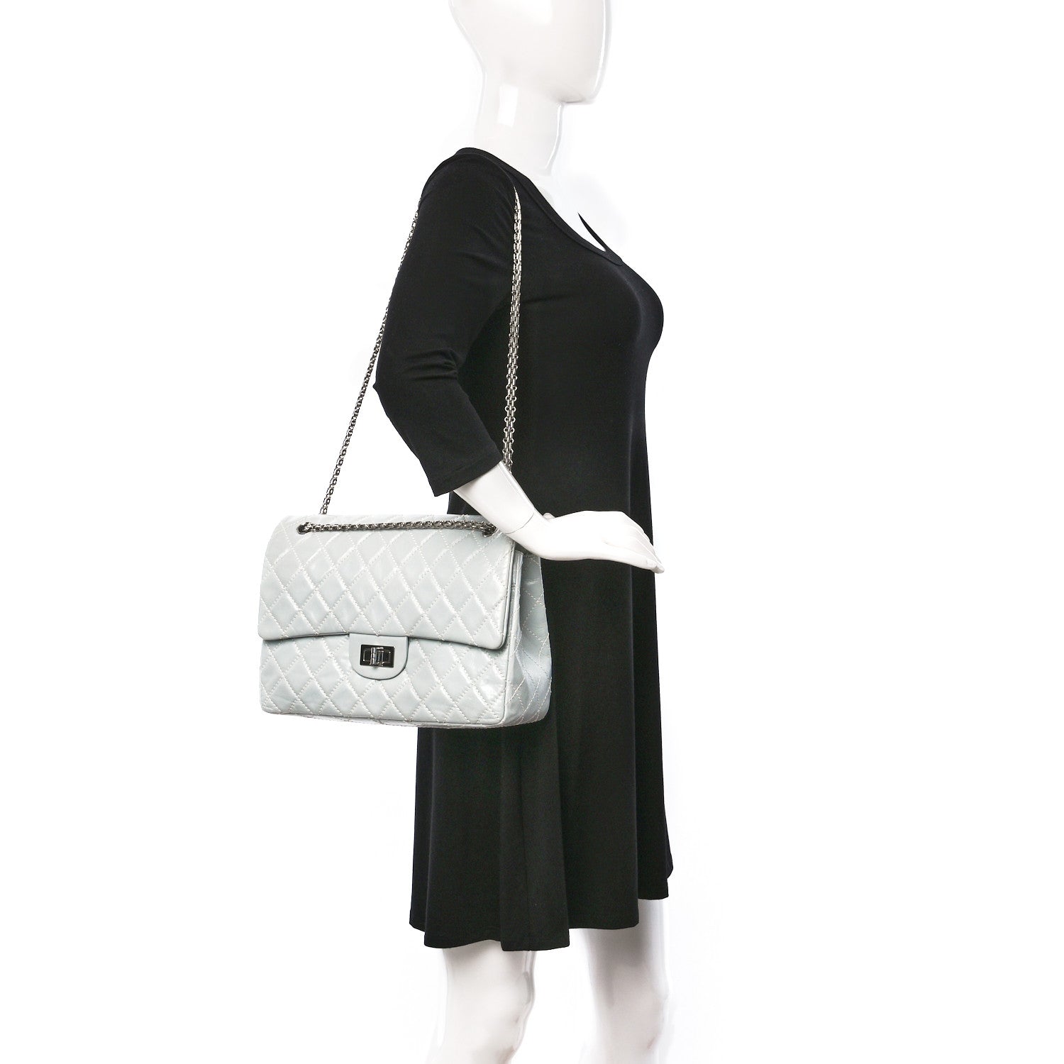 Chanel Glazed Calfskin Quilted Surpique 2.55 Reissue Flap Light Blue 2 of 12