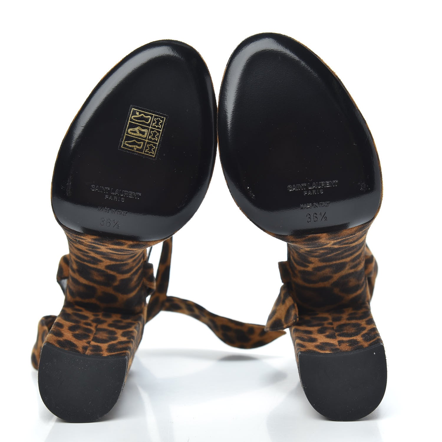 Saint Laurent Suede Leopard Print Bianca 125 Platform Sandals 36.5 Brown 5 of 9