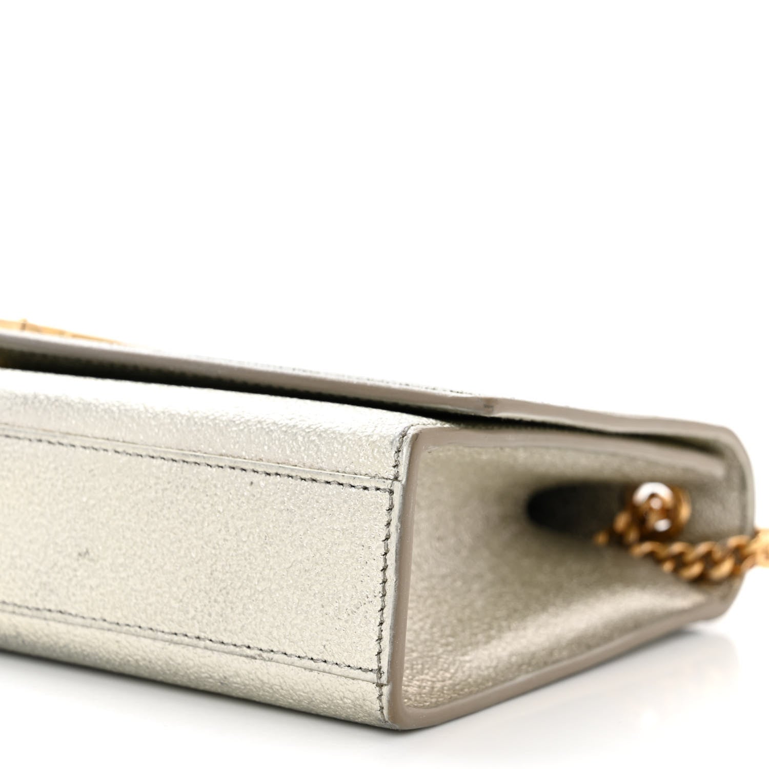 Saint Laurent Metallic Calfskin Medium Classic Monogram Kate Satchel Pale Gold 9 of 13