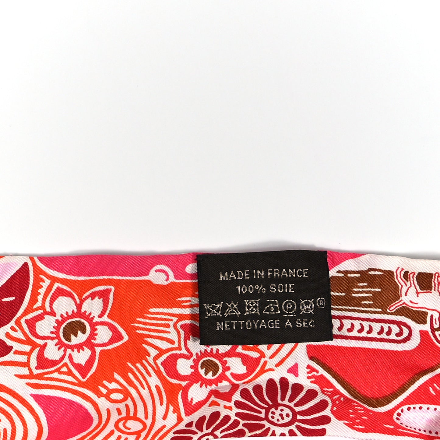 Silk Bingata Twilly Fuchsia Corail Brun