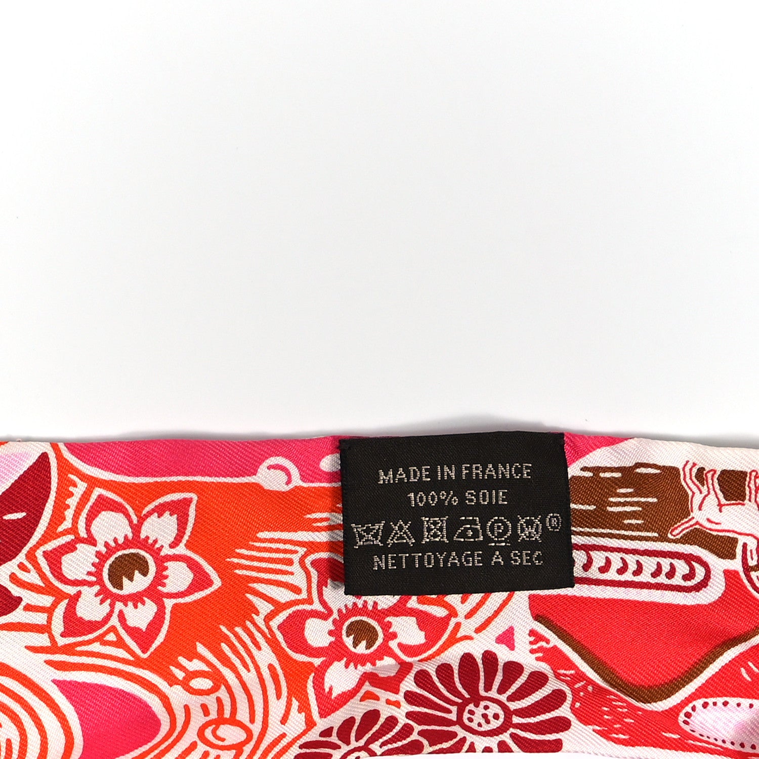 Hermes Silk Bingata Twilly Fuchsia Corail Brun 3 of 4