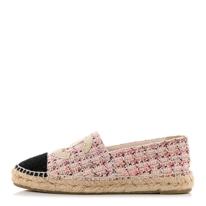 Chanel Tweed CC Espadrilles 38 Pink Black 1 of 8