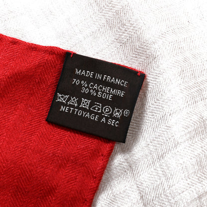 Hermes Cashmere Silk Chevaux Au Pre Shawl 140 Naturel Rouge 2 of 5