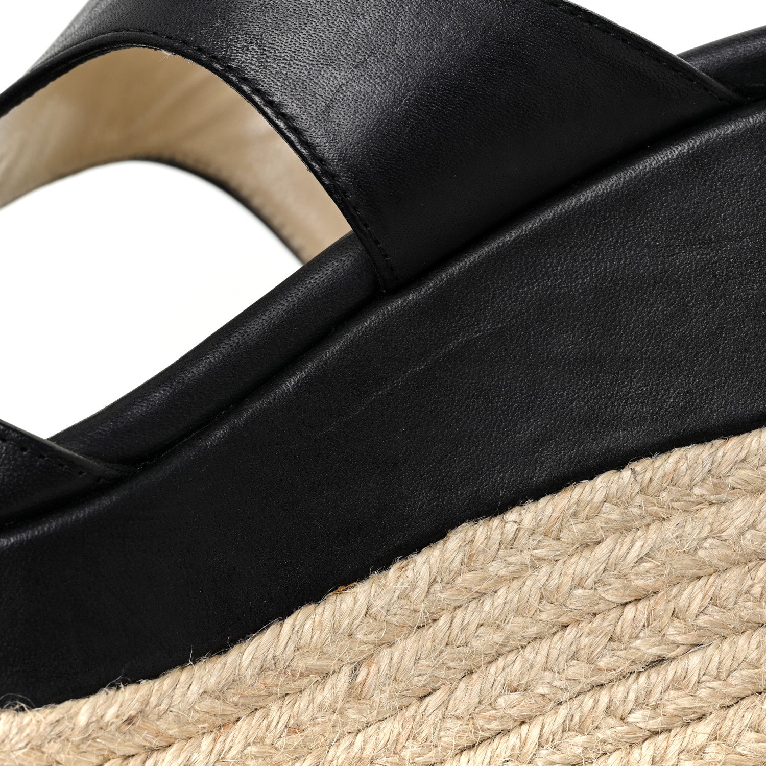 Jimmy Choo Calfskin Pledge T-Strap Espardille Wedge Sandals 38 Black 14 of 19
