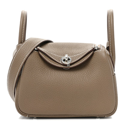 Hermes Taurillon Clemence Mini Lindy 20 Etoupe 1 of 8