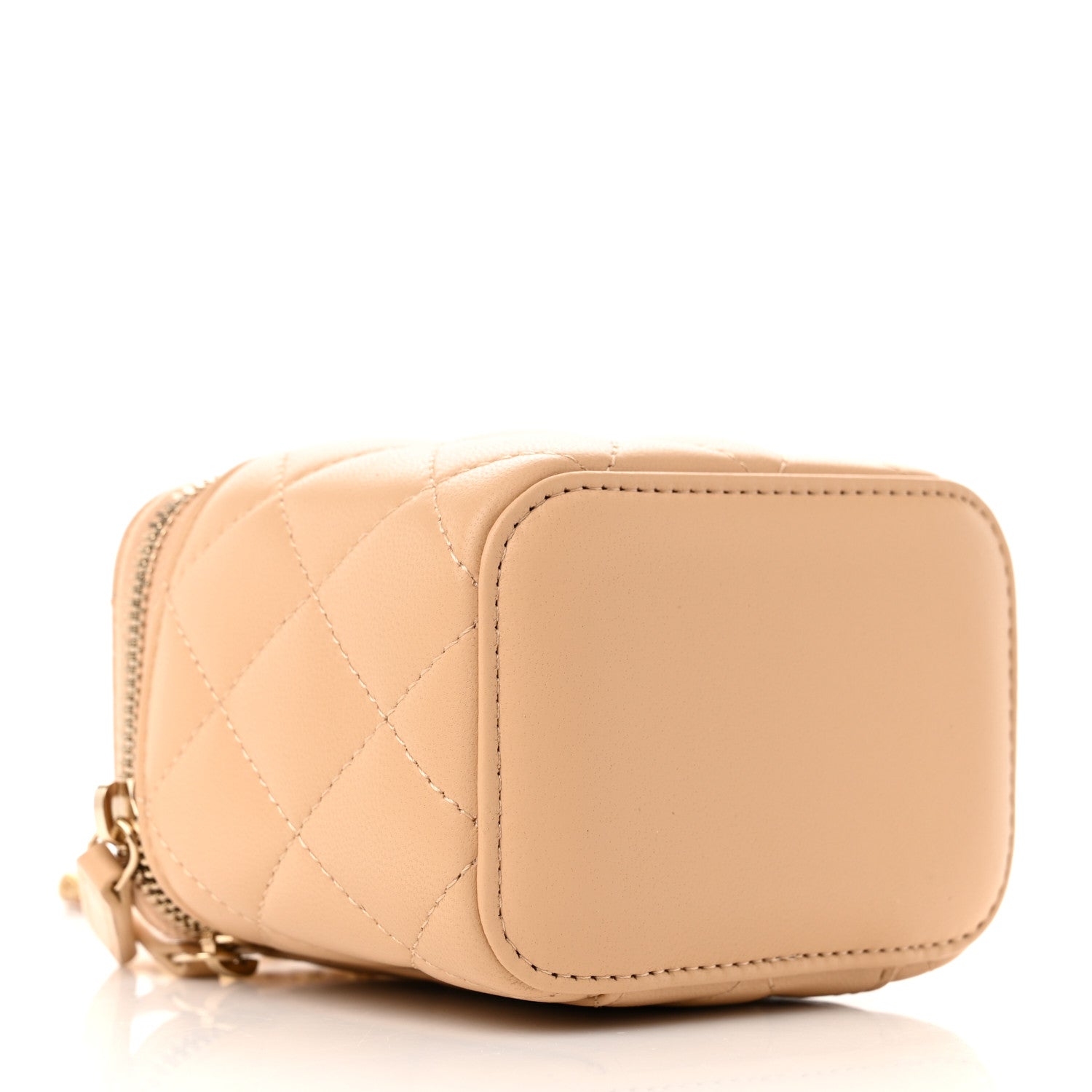Chanel Lambskin Quilted Pearl Crush Mini Vanity Case With Chain Beige 4 of 11
