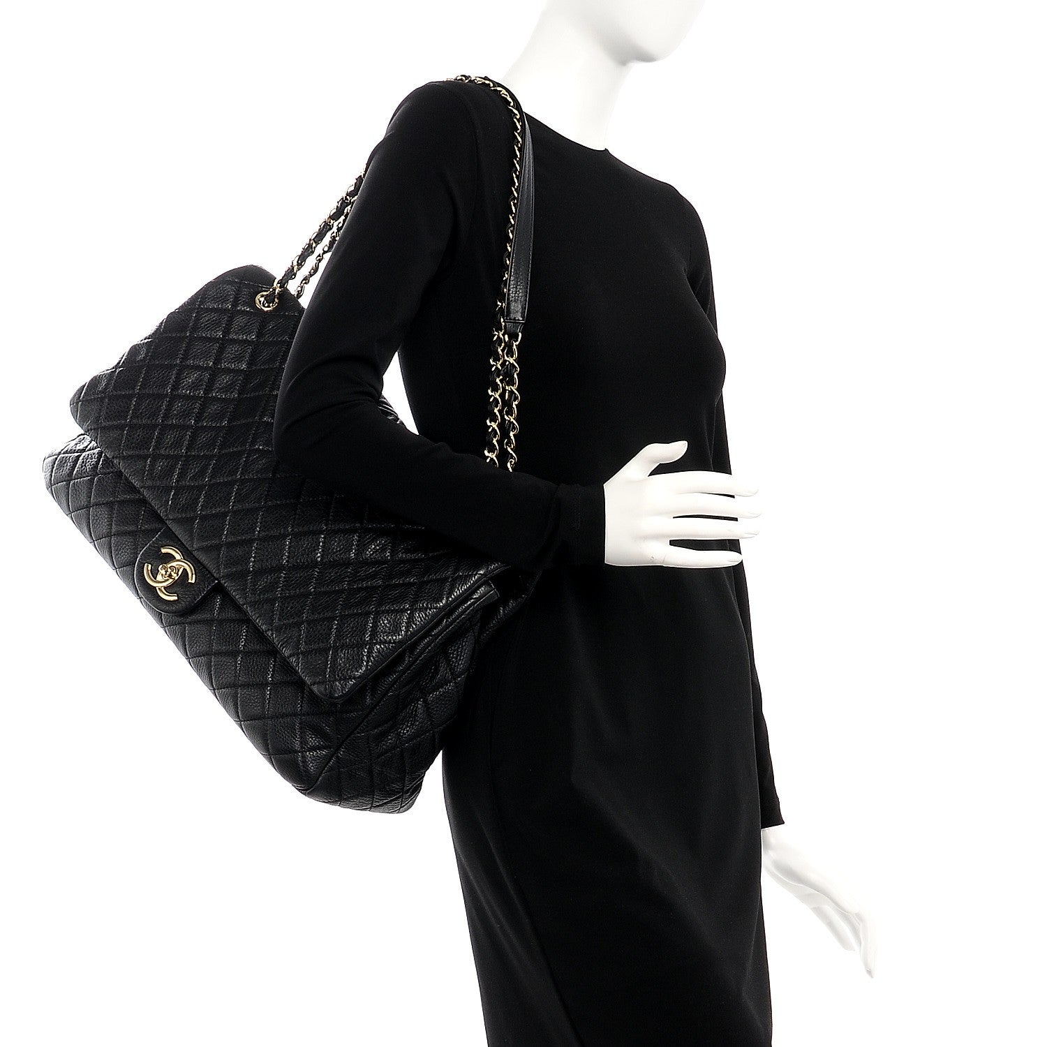 Chanel Calfskin Quilted XXL Travel Flap Bag Black 2 of 7
